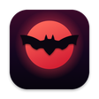 The Vampire app icon: a black bat across a coral moon